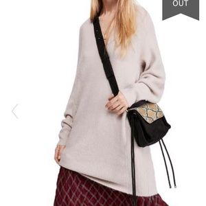 Free People V-Neck Longline Ribbed Tunic Sweater Dress S